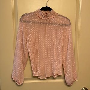 👘 Story on Light Pink Turtle Neck See Through Blouse S